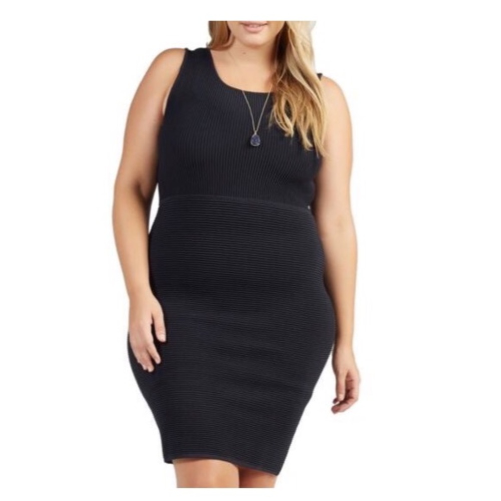 NWT | Tart Beri Rib Knit Bodycon Dress | Black |3X